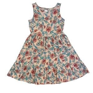 Janie and Jack Sleeveless Dress Girls 8 Pink Floral Skater Ruffle Jersey Stretch